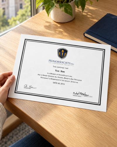 Honor Society® Membership Certificate — Physical Edition